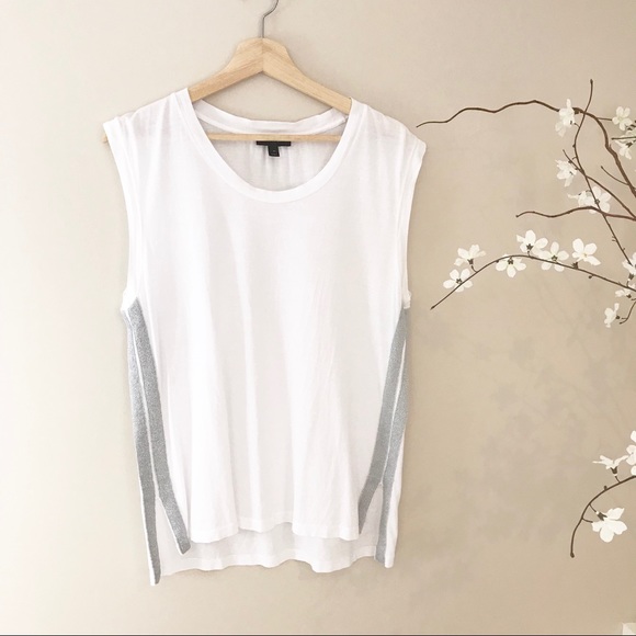 J. Crew Tops - J. Crew Metallic Cotton Side Stripe Tank Top M